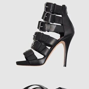 BOTTEGA high heel stilleto platform sandals with buckles, new, Made in Italy